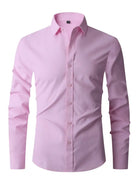 Men's slim fit shirt featuring a sleek button closure, designed for modern versatility suitable for both work and casual wear. 6