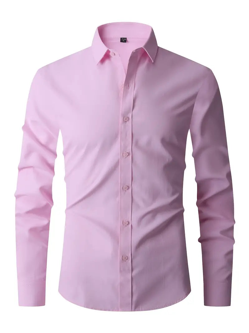 Men's slim fit shirt featuring a sleek button closure, designed for modern versatility suitable for both work and casual wear. 6