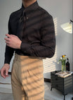 Men’s Striped Button-Down Long Sleeve Shirt