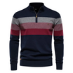 Men’s Striped Quarter-Zip Knitted Jumper