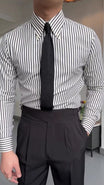Men’s Striped Shirt with Long Sleeves and Button Closure