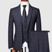 Men's Three-Piece Suit with Windowpane Check – Tailored Blazer, Waistcoat, and Pants for Weddings and Formal Events 0