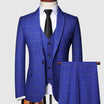 Men's Three-Piece Suit with Windowpane Check – Tailored Blazer, Waistcoat, and Pants for Weddings and Formal Events 1