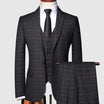 Men's Three-Piece Suit with Windowpane Check – Tailored Blazer, Waistcoat, and Pants for Weddings and Formal Events 2