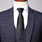 Men's Three-Piece Suit with Windowpane Check – Tailored Blazer, Waistcoat, and Pants for Weddings and Formal Events 3