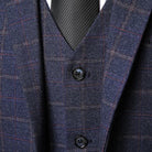 Men's Three-Piece Suit with Windowpane Check – Tailored Blazer, Waistcoat, and Pants for Weddings and Formal Events 4
