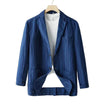 Men’s Linen Blazer with Button Closure and Striped Pattern