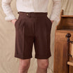 Men’s Linen Shorts with Pleated Front and Button Closure
