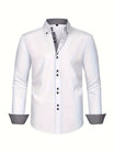 Men’s Long Sleeve Shirt with Button Closure and Contrast Cuffs