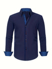 Men’s Long Sleeve Shirt with Button Closure and Contrast Cuffs
