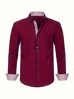 Men’s Long Sleeve Shirt with Button Closure and Contrast Cuffs