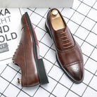 Mens Oxford Shoes with Genuine Leather Upper and Classic Cap-Toe Design – Black Brogue Dress Shoes 2