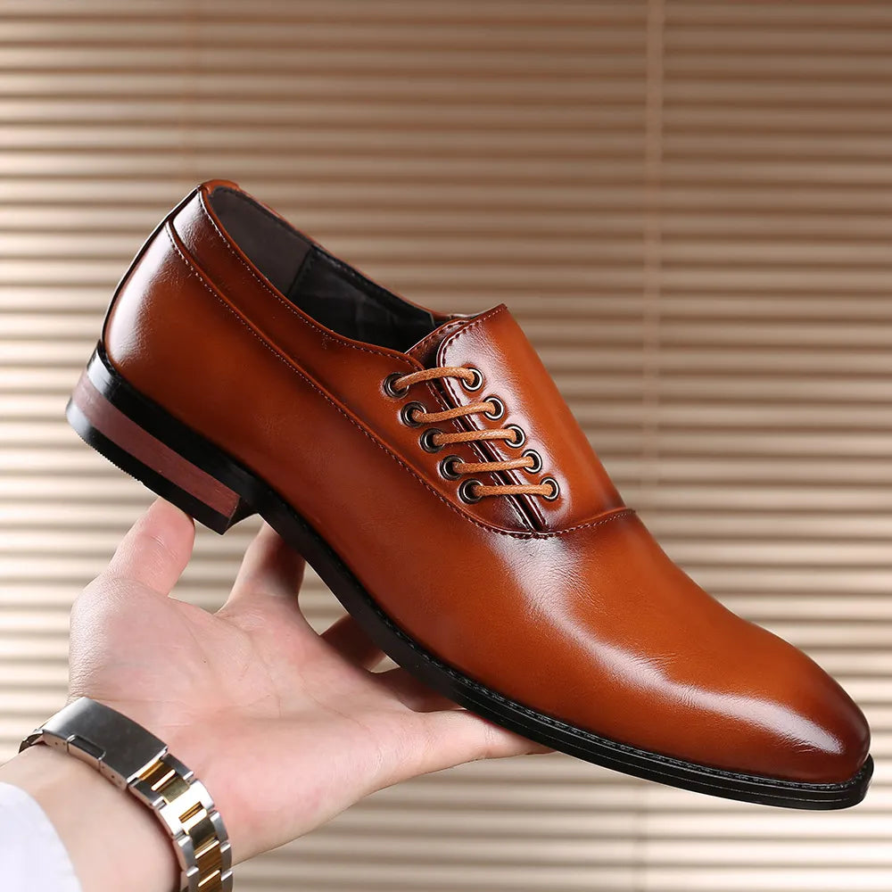 Mens Oxford Shoes with Side Lace Design and Comfortable Insoles – Genuine Leather Dress Shoes 1