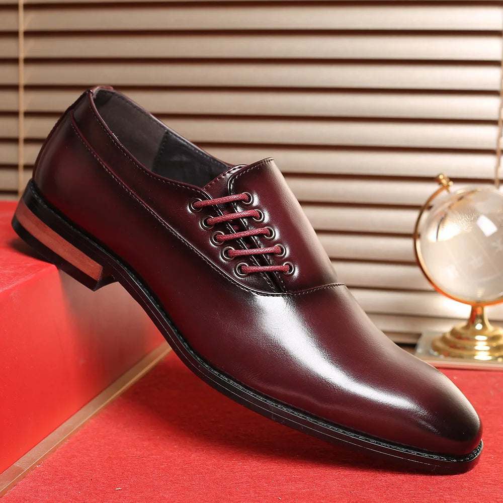 Mens Oxford Shoes with Side Lace Design and Comfortable Insoles – Genuine Leather Dress Shoes 6