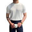 Men’s Short Sleeve T-Shirt with Crew Neck and Ribbed Pattern