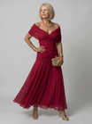 Off Shoulder Midi Dress with Draped Neckline – Lightweight Summer Dress for Wedding Guests and Cocktail Events 2