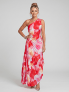 One Shoulder Midi Dress with Pleated Bodice – Lightweight Fluid Design for Casual and Formal Occasions 0