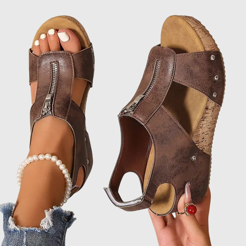 Orthopedic sandals for women featuring cushioned support, adjustable fit, and comfortable zipper closure for all-day wear. 2