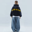 Oversized hoodie featuring a stylish graphic design, made from heavyweight cotton-blend fleece, showcasing modern streetwear style with a convenient kangaroo pocket. 0