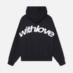 Oversized hoodie featuring a stylish graphic design, made from heavyweight cotton-blend fleece, showcasing modern streetwear style with a convenient kangaroo pocket. 7
