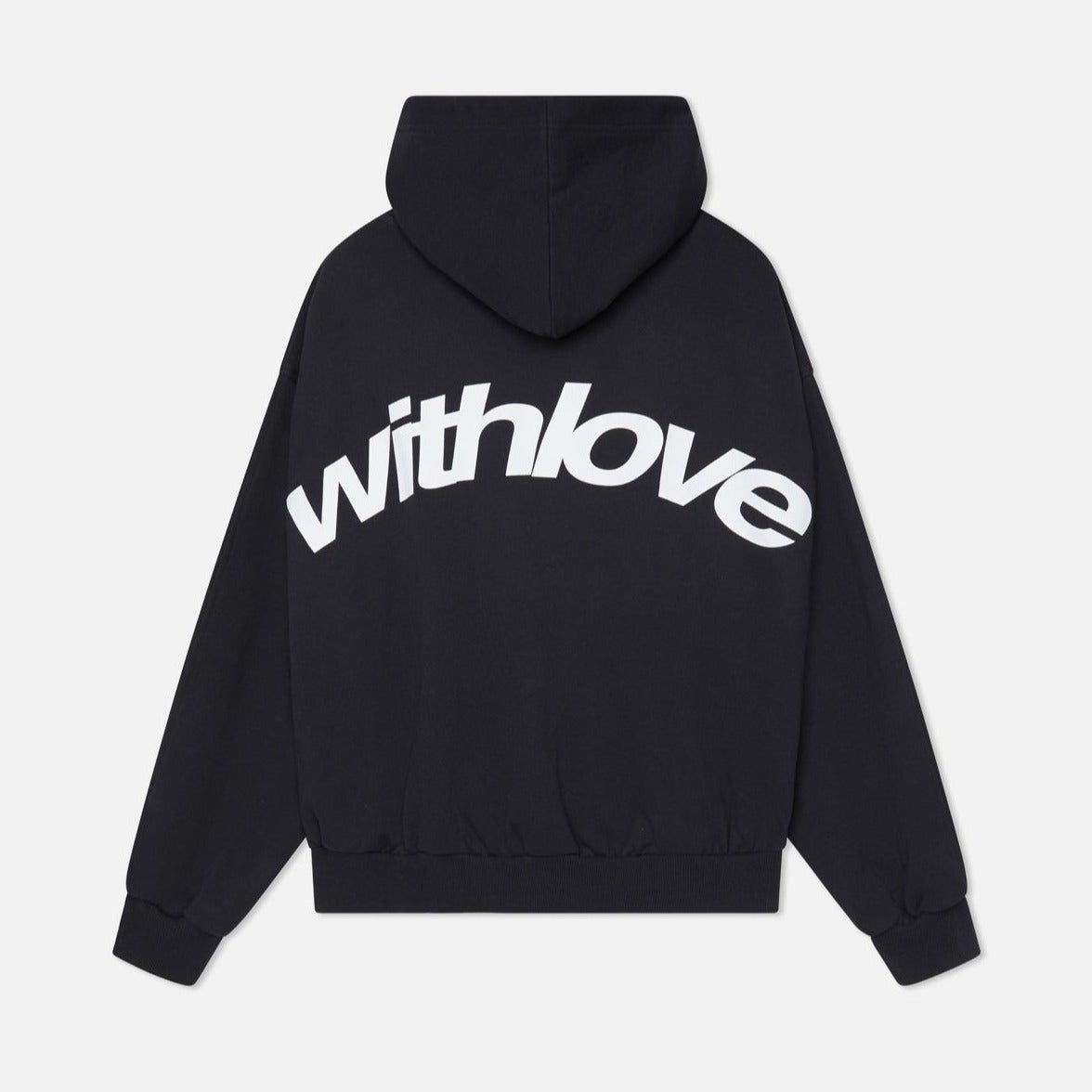 Oversized hoodie featuring a stylish graphic design, made from heavyweight cotton-blend fleece, showcasing modern streetwear style with a convenient kangaroo pocket. 7