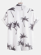 Palm Tree Print Shirt and Striped Swim Shorts Set – 100% Polyester Regular Fit Summer Beachwear 2