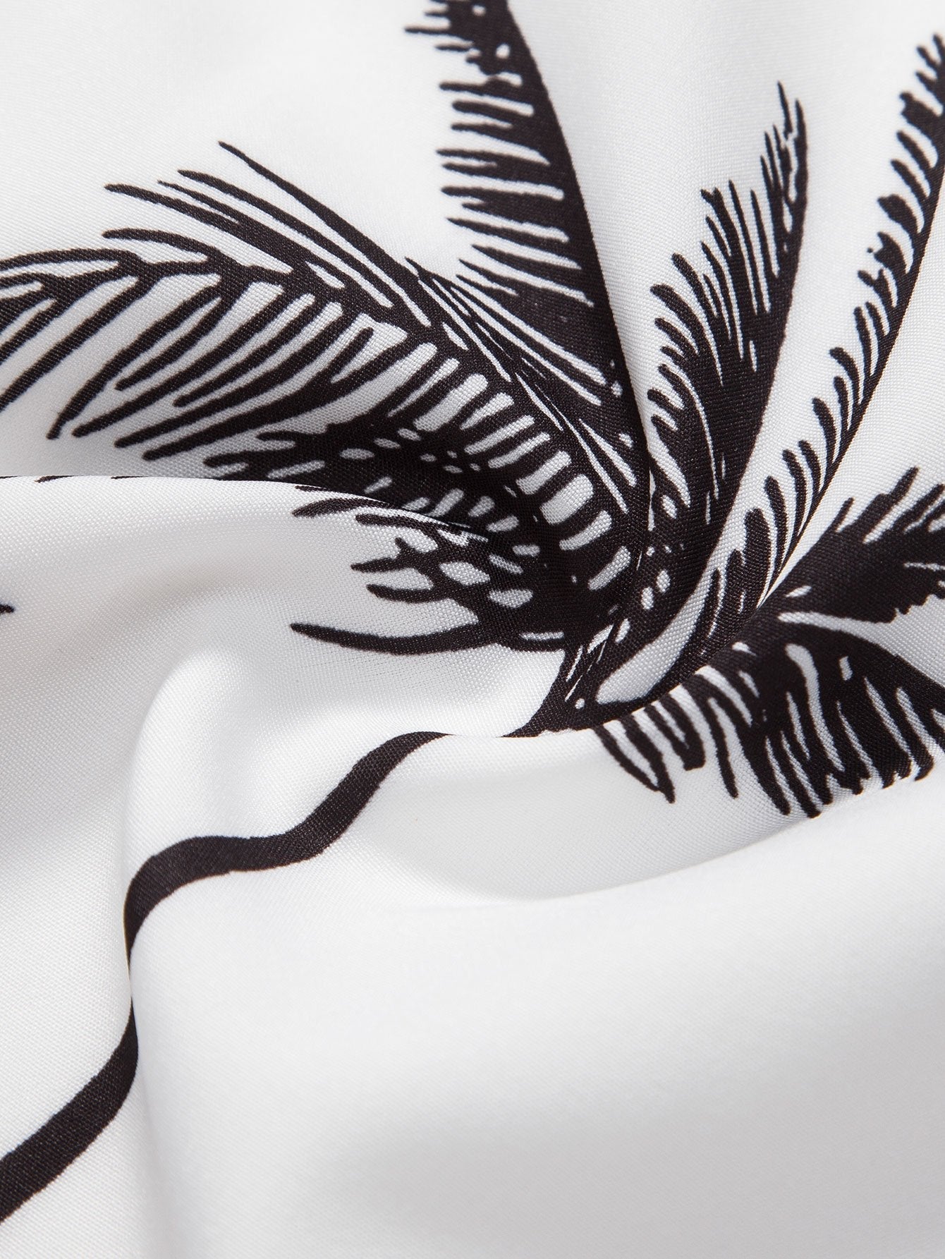 Palm Tree Print Shirt and Striped Swim Shorts Set – 100% Polyester Regular Fit Summer Beachwear 5