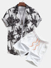 Palm Tree Print Shirt and Swim Shorts Set – 100% Polyester, Regular Fit, Casual Summer Apparel 3