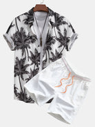 Palm Tree Print Shirt and Swim Shorts Set – 100% Polyester, Regular Fit, Casual Summer Apparel 3