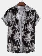 Palm Tree Print Shirt and Swim Shorts Set – 100% Polyester, Regular Fit, Casual Summer Apparel 5