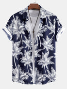 Palm Tree Print Shirt and Swim Shorts Set – 100% Polyester, Regular Fit, Casual Summer Apparel 6