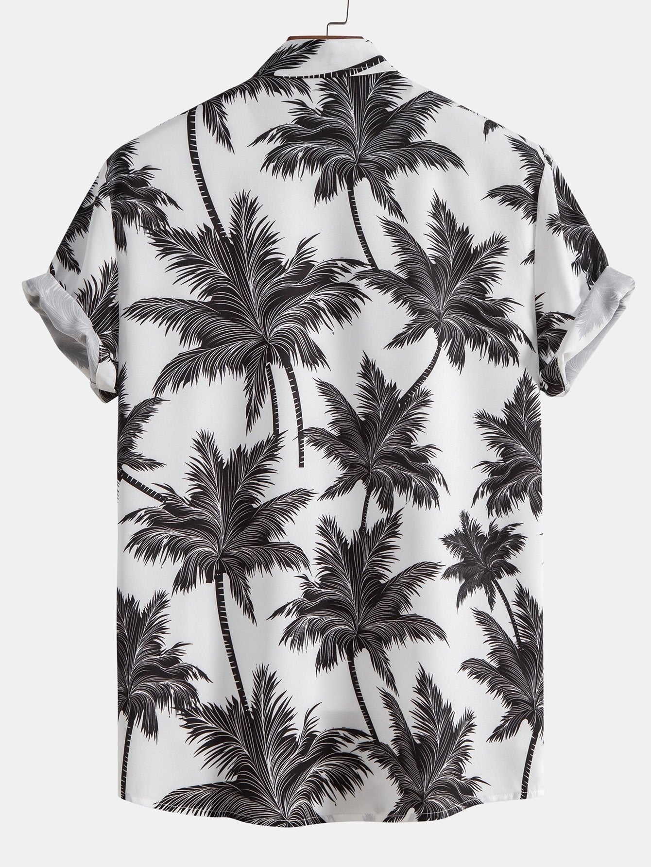 Palm Tree Print Shirt and Swim Shorts Set – 100% Polyester, Regular Fit, Casual Summer Apparel 7