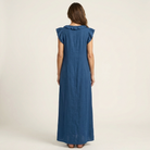 Ruffle V-Neck Maxi Dress with Side Pockets – Cotton Linen Blend – White – Relaxed Fit 7