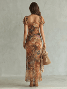 Ruffled Sleeve Midi Dress with Front Slit – Lightweight Tailored Fit for Women 1