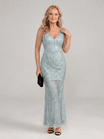 Sequin Midi Dress with Sheer Panels and V Neckline – Elegant Evening Wear in Lightweight Mesh 3