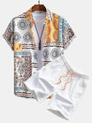 Shirt and Shorts Set with Unique Scarf Print Design, Comfortable Fit, Machine Washable – Casual Beachwear 0