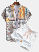 Shirt and Shorts Set with Unique Scarf Print Design, Comfortable Fit, Machine Washable – Casual Beachwear 0