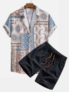 Shirt and Shorts Set with Unique Scarf Print Design, Comfortable Fit, Machine Washable – Casual Beachwear 1
