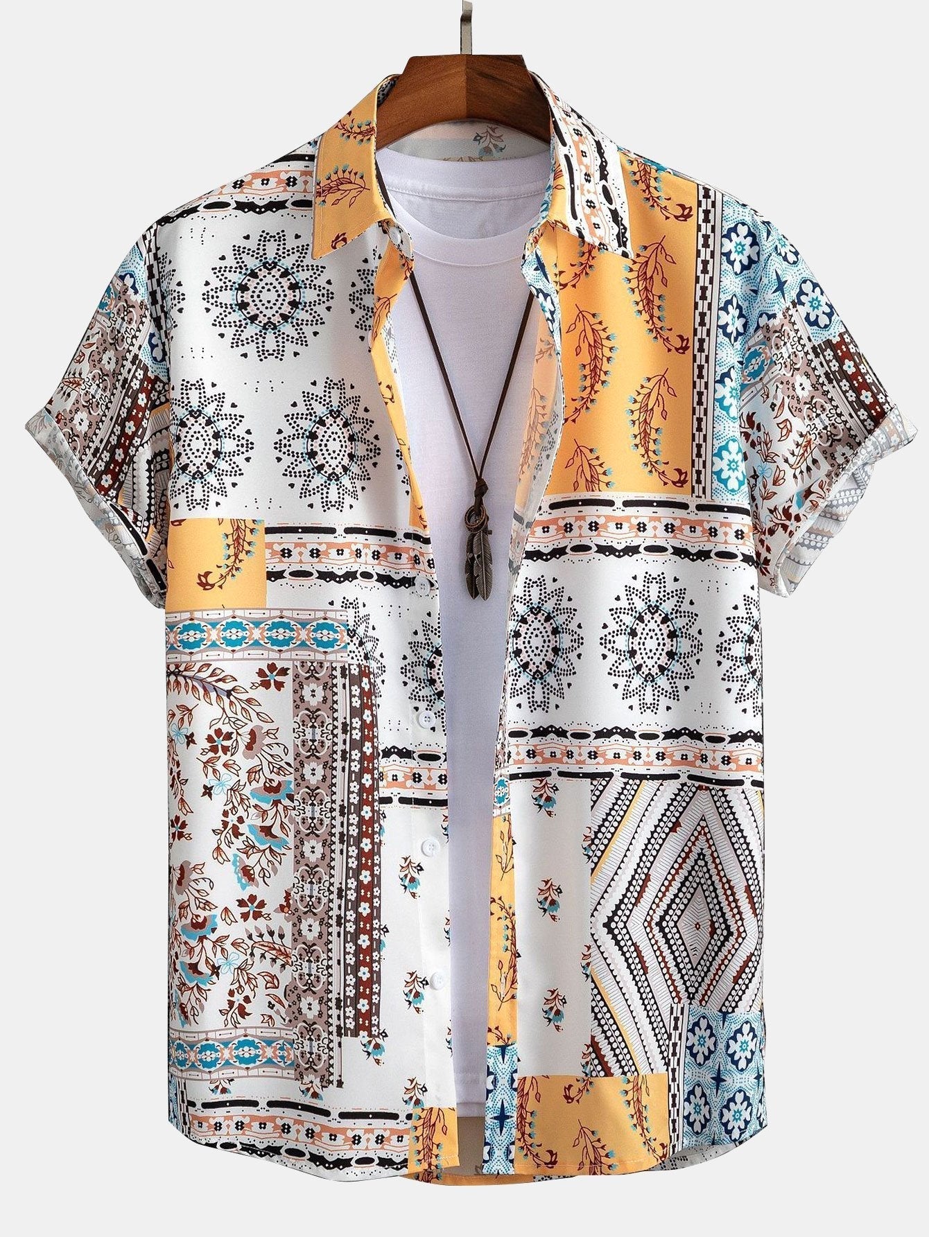 Shirt and Shorts Set with Unique Scarf Print Design, Comfortable Fit, Machine Washable – Casual Beachwear 2