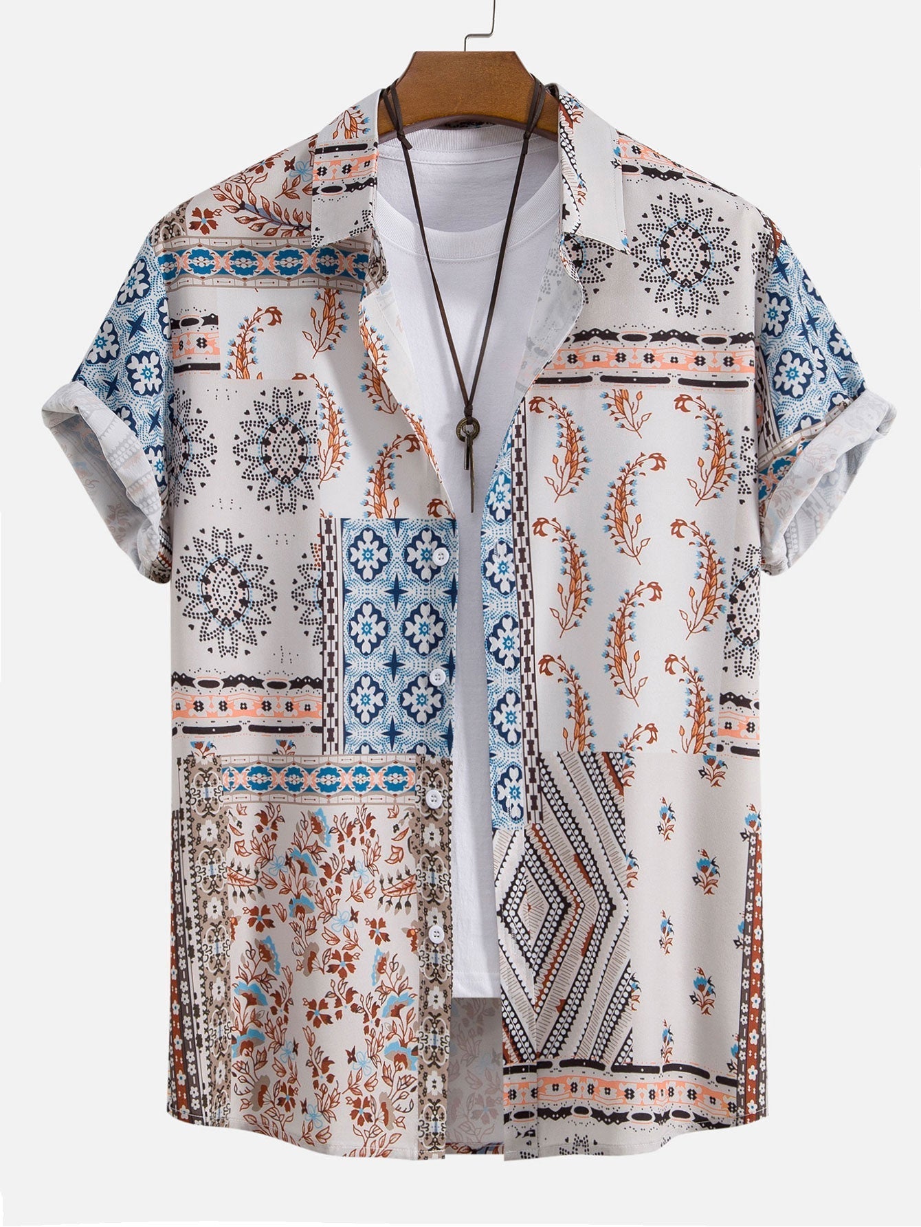 Shirt and Shorts Set with Unique Scarf Print Design, Comfortable Fit, Machine Washable – Casual Beachwear 4