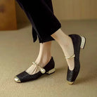 Silk-Like Evening Pumps with Pearl Strap and Embellished Square Heel – Elegant Formal Footwear 2