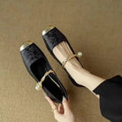 Silk-Like Evening Pumps with Pearl Strap and Embellished Square Heel – Elegant Formal Footwear 3