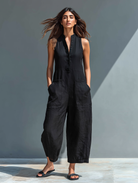 Sleeveless Jumpsuit with Mandarin Collar – Lightweight Fabric for Elegant Style 0
