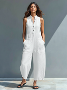 Sleeveless Jumpsuit with Mandarin Collar – Lightweight Fabric for Elegant Style 3