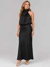 Sleeveless Midi Dress with Draped Neckline and Gathered Waist – Elegant Day-to-Night Wear in Smooth Fabric 5
