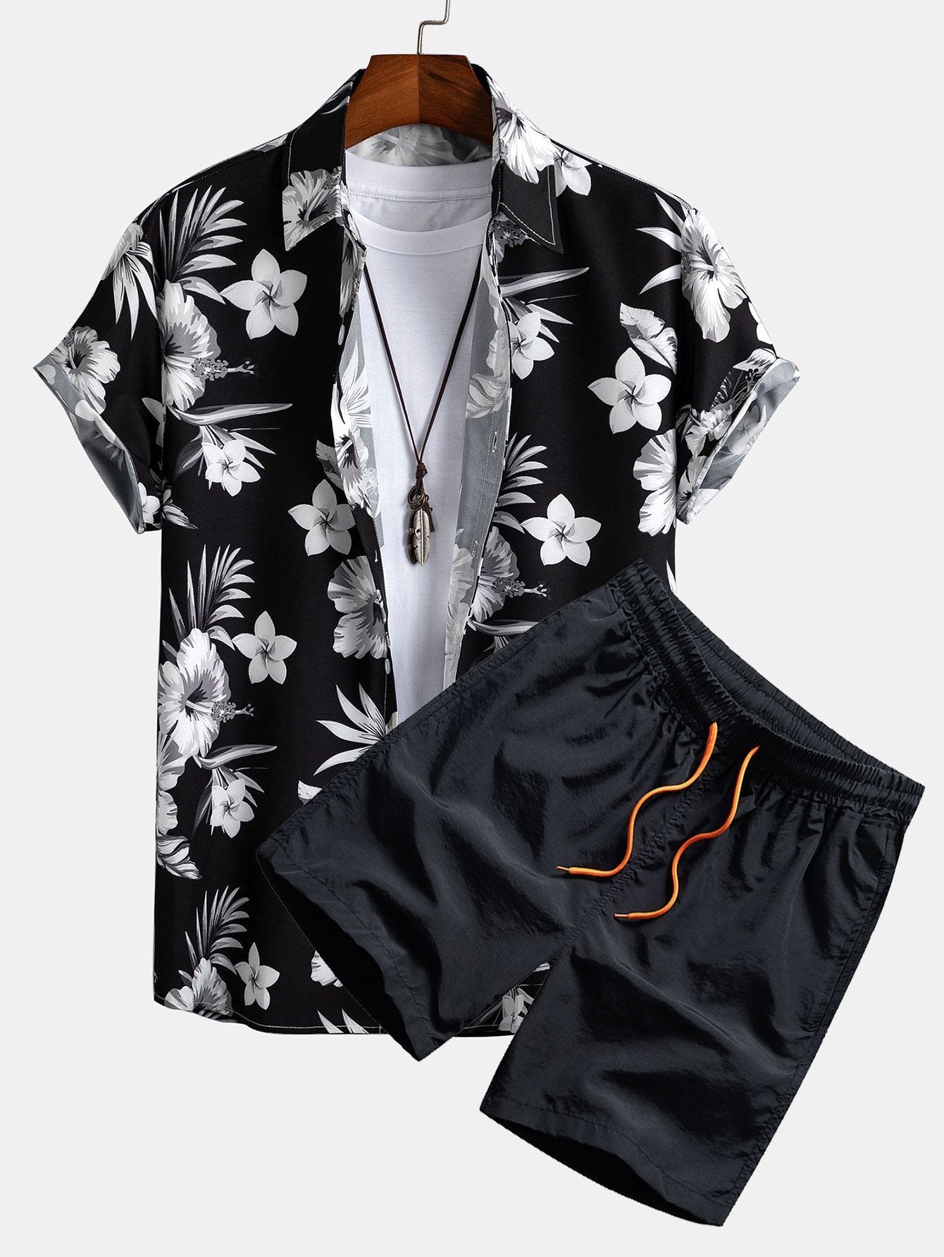 Tropical Floral Print Shirt and Swim Shorts Set – Quick Dry Polyester – Unique Pattern Design 0