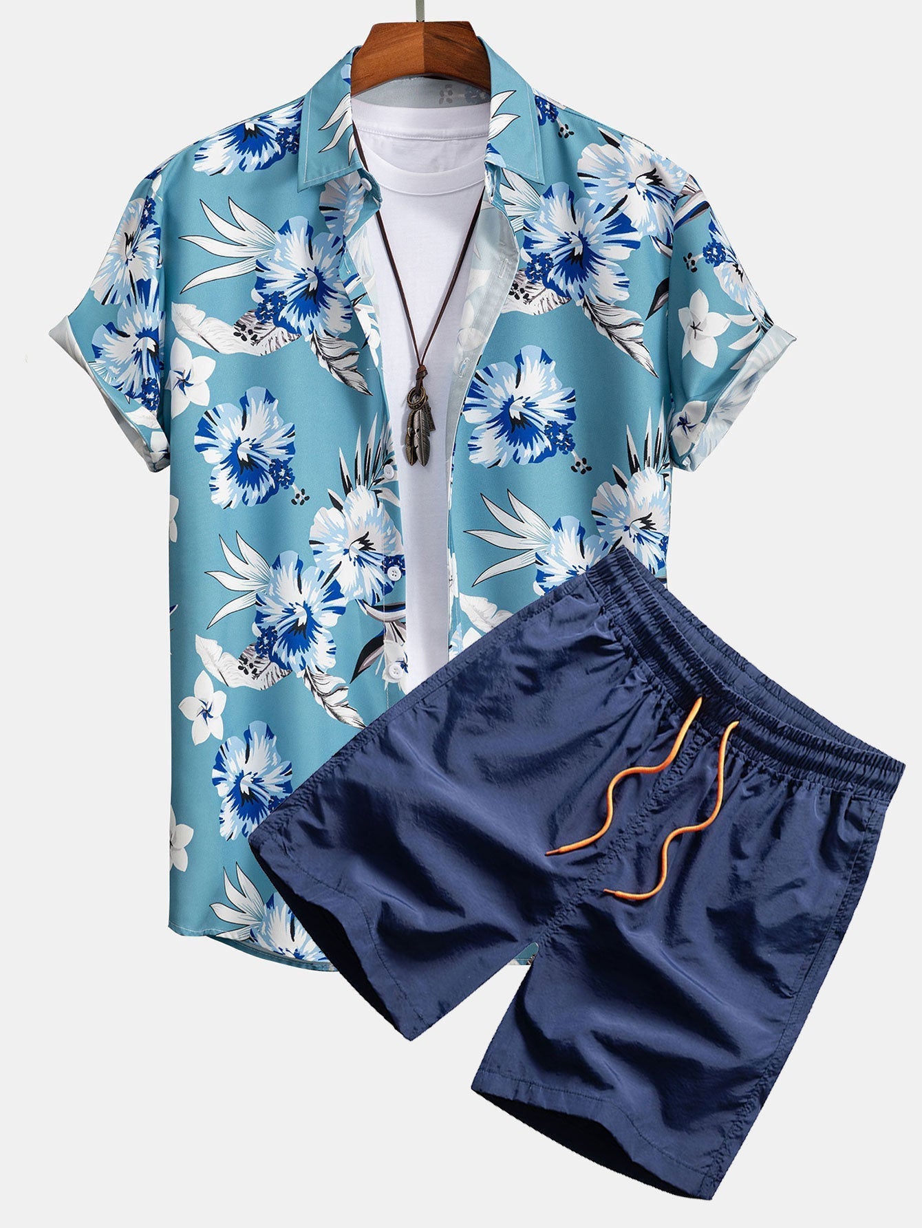 Tropical Floral Print Shirt and Swim Shorts Set – Quick Dry Polyester – Unique Pattern Design 1