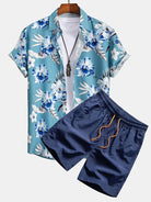Tropical Floral Print Shirt and Swim Shorts Set – Quick Dry Polyester – Unique Pattern Design 1