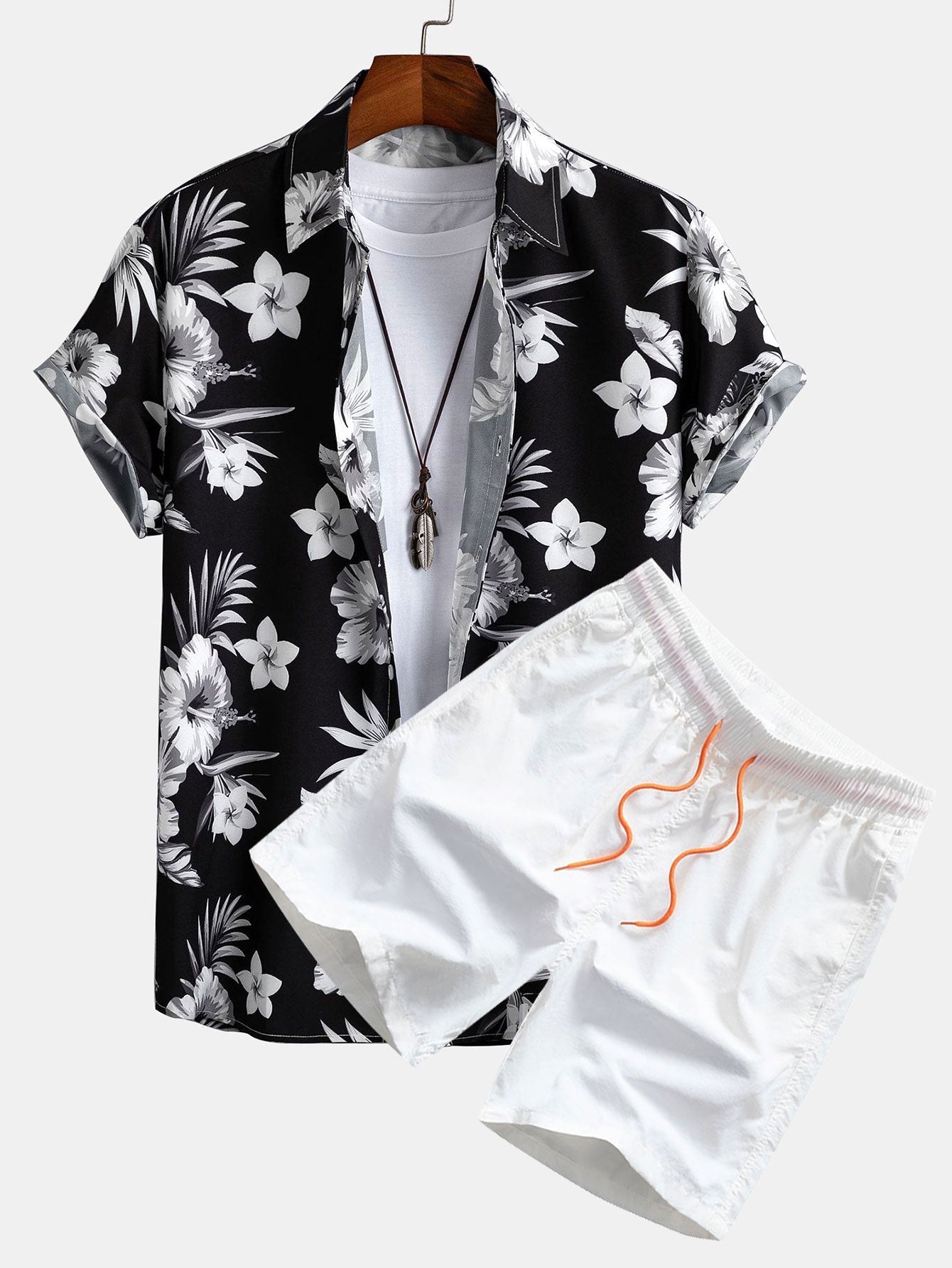 Tropical Floral Print Shirt and Swim Shorts Set – Quick Dry Polyester – Unique Pattern Design 2