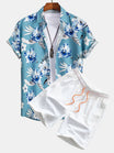 Tropical Floral Print Shirt and Swim Shorts Set – Quick Dry Polyester – Unique Pattern Design 3